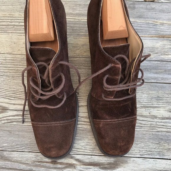 RARE: Vintage Joan Helpern suede stacked heels - Picture 3 of 8